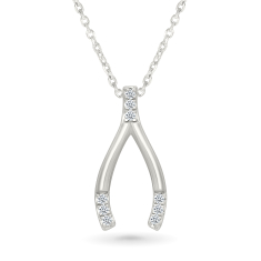 1/20ctw Diamond Sterling Silver Wishbone Pendant Necklace 1