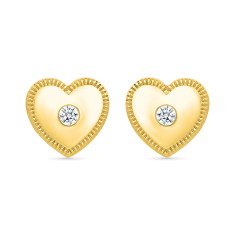 1/20ctw Diamond 10k Yellow Gold Heart Stud Earrings 1