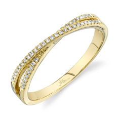 Shy Creation 1/10ctw Diamond 14k Yellow Gold Crossover Ring 1