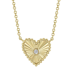 Shy Creation Diamond Accent Bezel Heart 14k Yellow Gold Necklace 1