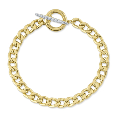 Shy Creation 1/6ctw Round Diamond 14k Yellow Gold Link Bracelet 1