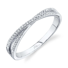 Shy Creation 1/10ctw Diamond 14k White Gold Crossover Ring 1