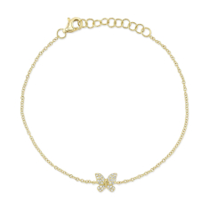 Shy Creation 1/15ctw Diamond 14k Yellow Gold Butterfly Bracelet 1