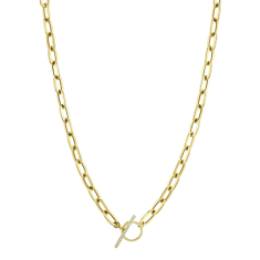Shy Creation 1/8ctw Diamond 14k Yellow Gold Paperclip Link Necklace 1