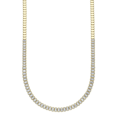 Shy Creation 3ctw Baguette Diamond 14k Yellow Gold Necklace 1