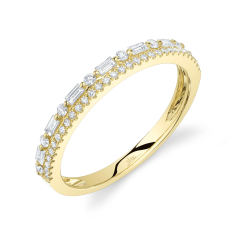 Shy Creation 1/3ctw Baguette and Round Diamond 14k Yellow Gold Ring 1
