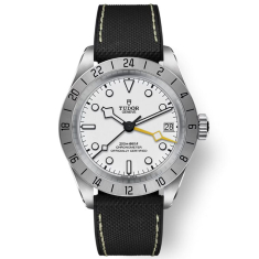 Black Bay Pro Opaline White Dial Black Hybrid Leather and Rubber Strap Watch 39mm - M79470-0006 1