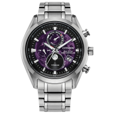 Citizen Eco-Drive Super Titanium Tsuki-yomi A-T Purple Dial Super Titanium Bracelet Watch 43mm - BY1010-81Z 1