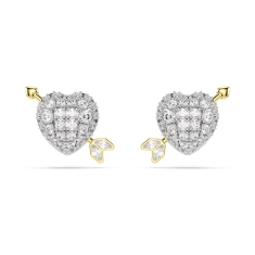 Swarovski Idyllia Zirconia Heart with Arrow Stud Earrings, Mixed Metal 1
