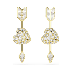 Swarovski Idyllia Crystal and Zirconia Heart with Arrow Drop Earrings, Gold-Tone Plated 1