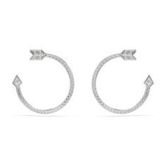 Swarovski Idyllia Crystal and Zirconia Arrow Hoop Earrings, Rhodium-Plated 1
