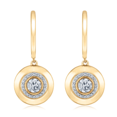 3/4ctw Diamond 10k Yellow Gold Limited Edition Drop Earrings - 80th Anniversary Bubble Collection 1