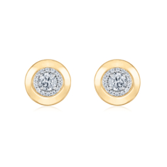 3/8ctw Diamond 10k Yellow Gold Halo Stud Earrings - 80th Anniversary Bubble Collection 1