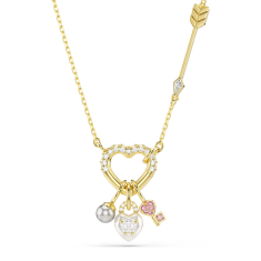 Swarovski Idyllia Crystal and Zirconia Heart and Key Pendant Necklace, Gold-Tone Plated 1