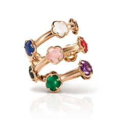 Pasquale Bruni Figlia Dei Fiori Contrarié Ring in 18k Rose Gold with Mixed Gems and Diamonds - Size 7 1