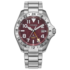 Citizen Eco-Drive Promaster Land GMT Red Dial Stainless Steel Watch 39.5mm - BJ7150-50W 1