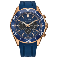 Citizen Eco-Drive Endeavor Chrono Blue Dial Blue Polyurethane Strap Watch 43mm - CA4733-00L 1