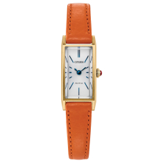 Citizen Eco-Drive Fio White Dial Orange Leather Strap Watch 14.3mm - EG7122-04A 1