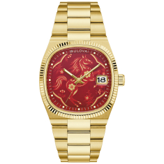 Bulova Super Seville Red Dial Gold-Tone Stainless Steel Year of the Horse Limited Edition Watch 37.5mm - 97B242 1