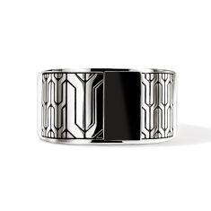 John Hardy Icon 50 Black Onyx Sterling Silver Band Ring - Size 10 1