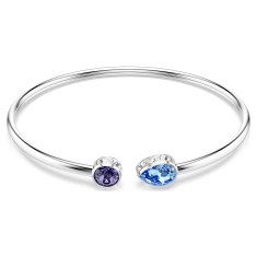 Swarovski Chroma Blue and Purple Crystal Bangle Bracelet, Rhodium-Plated 1