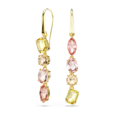Swarovski Gemma Pink and Yellow Crystal Asymmetrical Drop Earrings, Gold-Tone Plated 1