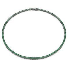 Swarovski Matrix Green Zirconia Tennis Necklace, Ruthenium-Plated 1