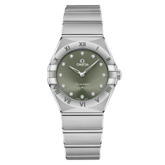 Previously Owned OMEGA Constellation Quartz Green Matcha Diamond Dial Stainless Steel Watch 28mm - O13110286060001 1