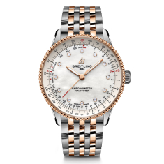 Previously Owned Breitling Navitimer Mother-of-Pearl Lab Grown Diamond Dial Two-Tone Watch 36mm - U17327211A1U1 1