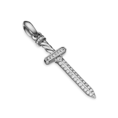 Men's David Yurman Pave Sword Amulet in Sterling Silver with Diamonds, 41.3mm 1