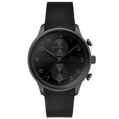 IWC Portugieser Chronograph Ceratanium Black Dial Black Rubber Strap Watch 41mm - IW371631 1