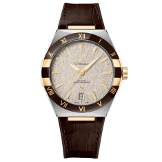 Previously Owned OMEGA Constellation Grey Dial Steel and Yellow Gold Brown Leather Strap Watch 41mm - O13123412106002 1