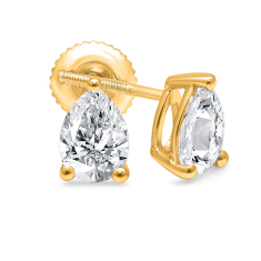 2ctw Pear Lab Grown Diamond Yellow Gold Solitaire Stud Earrings 1