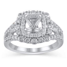 3/4ctw Diamond 14k White Gold Double Frame Engagement Ring Setting - Design Collection 1