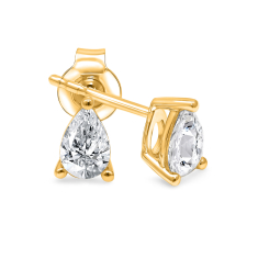 3/4ctw Pear Lab Grown Diamond Yellow Gold Solitaire Stud Earrings 1