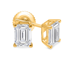 3ctw Emerald Lab Grown Diamond Yellow Gold Solitaire Stud Earrings 1