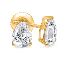 3ctw Pear Lab Grown Diamond Yellow Gold Solitaire Stud Earrings 1