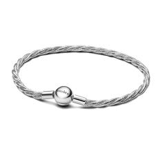 Pandora Round Pandora Clasp Sterling Silver Twisted Snake Chain Bracelet 1