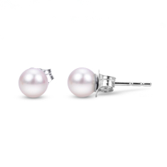 5mm Akoya Cultured Pearl Stud Earrings, White Gold 1