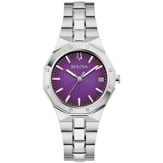 Bulova Prestige Classic Purple Dial Stainless Steel Bracelet Watch 32mm - 96M168 1