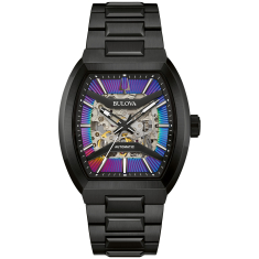 Bulova Maquina Automatic Multicolor Dial Black Stainless Steel Bracelet Watch 40mm - 98A320 1