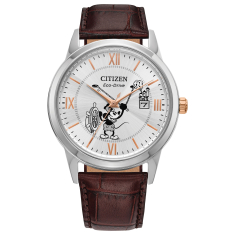 Citizen Eco-Drive Disney Mickey Mouse Explorer Brown Leather Strap Watch 41mm - AW1149-06W 1