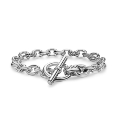 David Yurman DY Mercer Toggle Chain Bracelet in Sterling Silver with Diamonds, 8mm 1