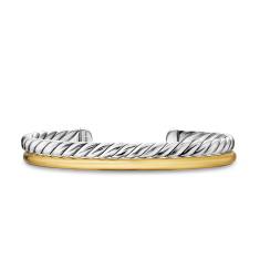 David Yurman DY Mercer Two Row Cuff Bracelet in Sterling Silver with 18K Yellow Gold, 8mm 1