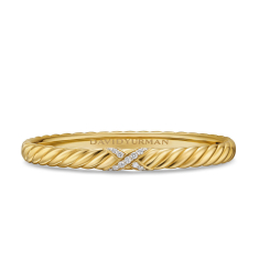 David Yurman Sculpted Cable X Center Station Cuff Bracelet in 18K Yellow Gold with Diamonds, 6mm 1