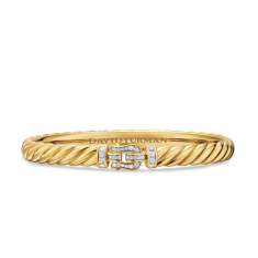 David Yurman Sculpted Cable Buckle Bracelet in 18K Yellow Gold with Diamonds, 6mm 1