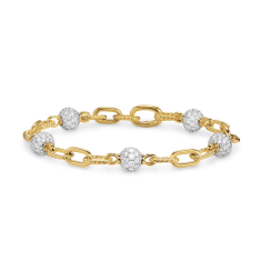 David Yurman DY Madison Pave Bead Chain Bracelet in 18K Yellow Gold with Diamonds, 6mm 1