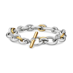 David Yurman DY Mercer Chain Bracelet in Sterling Silver with 18K Yellow Gold and Diamonds, 8mm 1