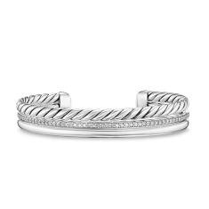David Yurman DY Mercer Three Row Cuff Bracelet in Sterling Silver with Diamonds, 10mm 1
