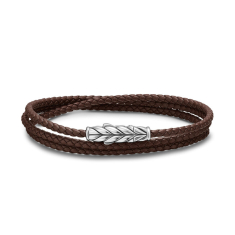 Men's David Yurman Chevron Triple Wrap Bracelet in Brown Leather with Sterling Silver, 3mm 1